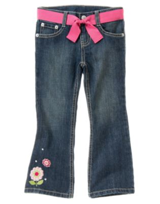 Gem Flower Belted Jean