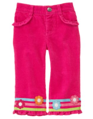 Flower Ribbon Corduroy Pant