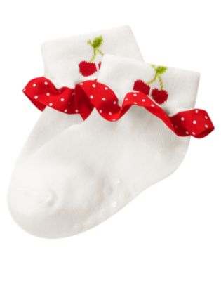 Cherry Dot Ruffle Sock