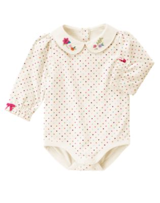 Flower Collar Dot Bodysuit