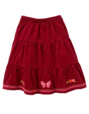 Embroidered Butterfly Corduroy Skirt