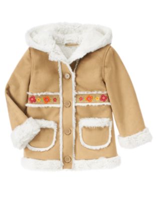 Flower Faux Shearling Coat