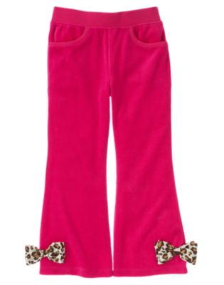 Leopard Bow Velour Flare Pant