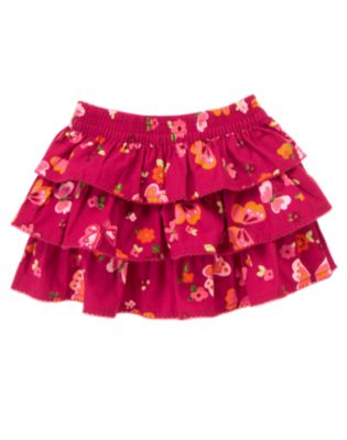 Butterfly Print Ruffle Skirt