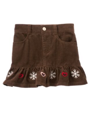 Snowflake Heart Corduroy Skort