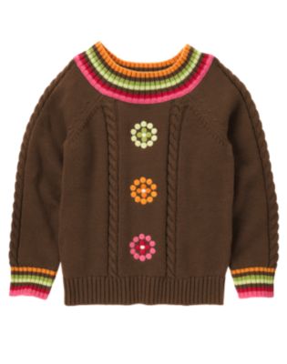 Dot Flower Cable Sweater