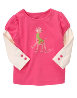 Ice Skating Giraffe Double Sleeve Tee