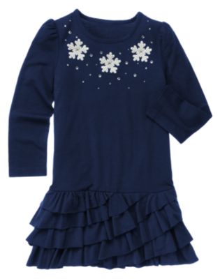 Gem Snowflake Ruffle Dress