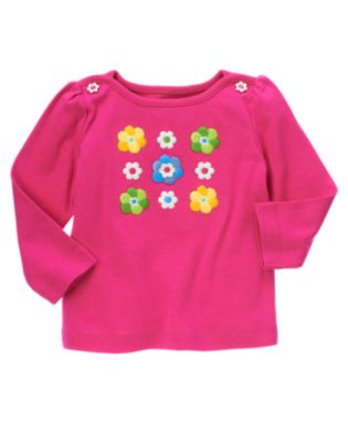 Embroidered Flower Long Sleeve Tee