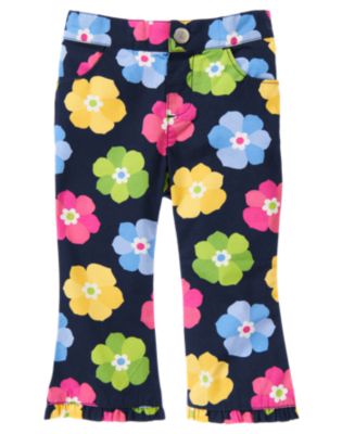 Flower Ruffle Hem Pant