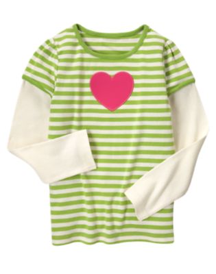 Patent Heart Stripe Double Sleeve Tee