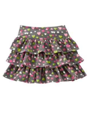 Heart Ruffle Corduroy Skort