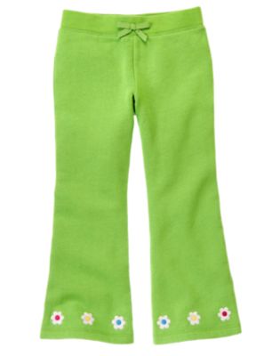 Embroidered Flower Fleece Pant