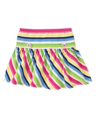Flower Button Stripe Skort