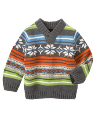 Fair Isle Shawl Collar Sweater