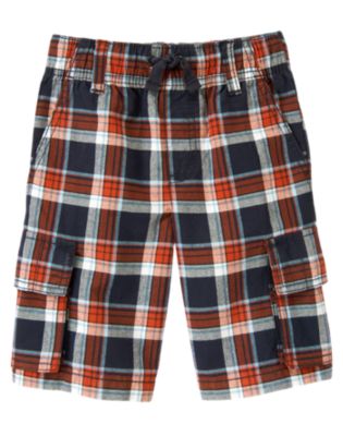 Plaid Pull-On Cargo Short