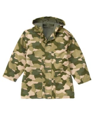 Camo Hooded Rain Jacket
