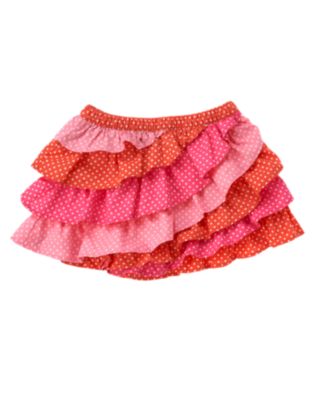 Dot Tiered Ruffle Skirt