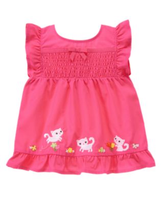 Kitty Blossom Smocked Ruffle Top