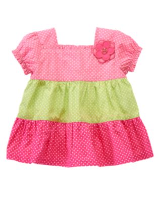 Gem Button Flower Dot Top