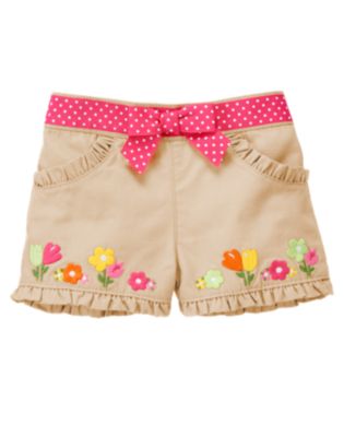 Flower Dot Bow Ruffle Short