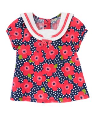 Ribbon Flower Dot Sailor Top