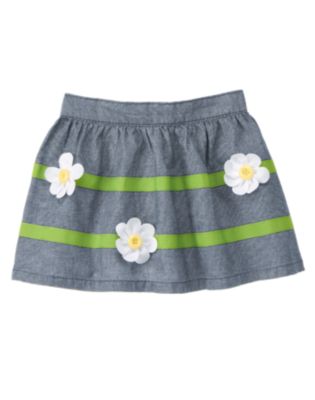 Button Daisy Chambray Skirt