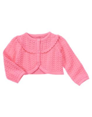 Pointelle Crop Sweater Cardigan
