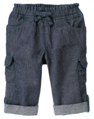 Roll Cuff Cargo Chambray Pant