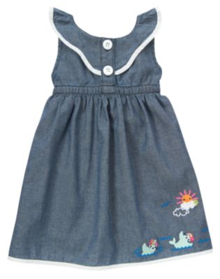Swimming Seal Chambray Dress
