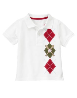 Baseball Argyle Pique Polo Shirt