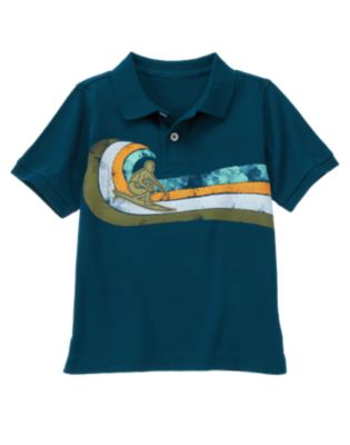 Wave Stripe Surfer Polo Shirt