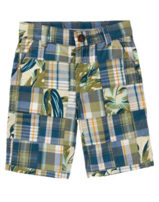 Leaf Plaid Patchwork Short
