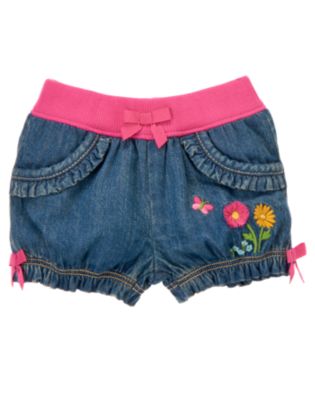 Flower Denim Short