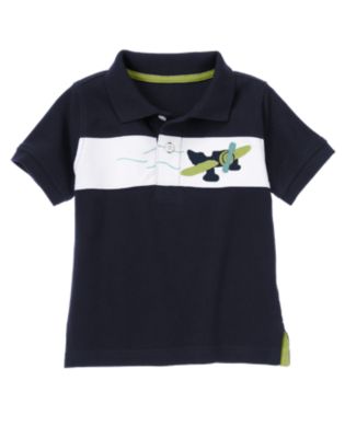 Sea Plane Stripe Pique Polo Shirt