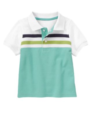 Pieced Stripe Pique Polo Shirt