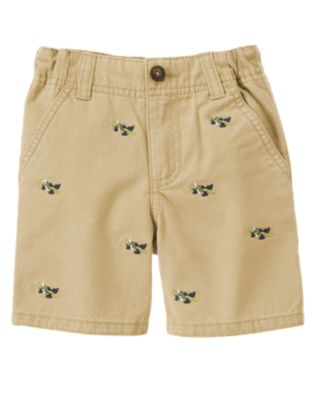 Sea Plane Embroidered Short