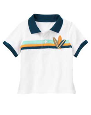 Surfboard Pieced Stripe Pique Polo Shirt