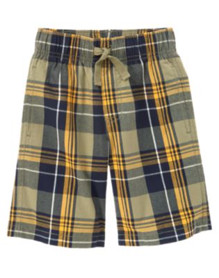 Drawstring Plaid Short