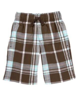 Drawstring Plaid Short