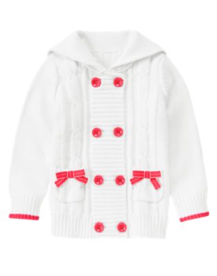 Bow Double Breasted Cable Sweater Cardigan