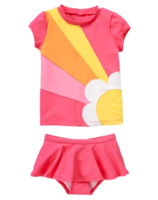 Daisy Stripe Rash Guard Set