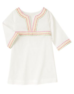 Pickstitched Swim Cover-Up