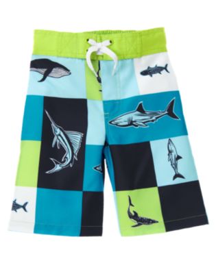 Shark Patchwork Swim Trunk