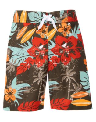 Tropical Hibiscus Swim Trunk