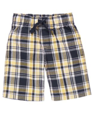 Drawstring Plaid Short