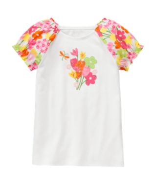Gem Flower Poplin Sleeve Tee