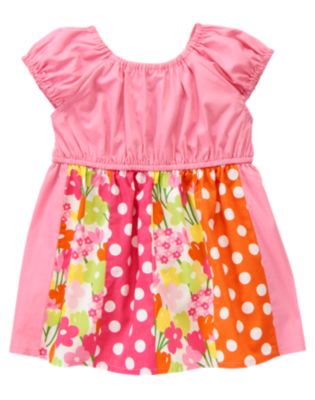 Flower Dot Mixed Print Tunic Top