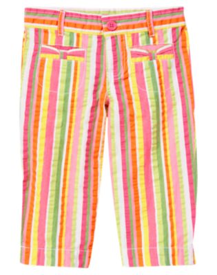 Stripe Seersucker Capri Pant