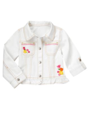 Embroidered Flower Denim Jacket